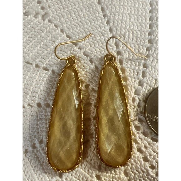 Gold-Plated Dangle Earrings With Iridescent Teardrop Design & Textured Finish - Picture 3 of 6